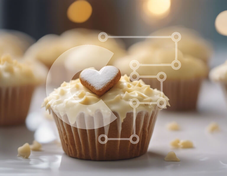 Σετ των 2 Intra Συλλεκτικό Ξύλινο Παζλ Plywood  4mm - Cupcakes με Διακοσμητικά Frosting σε σχήμα καρδιάς Σε Ξύλινο Κουτί - Διαστάσεις: 10x10 cm – 25 κομμάτια