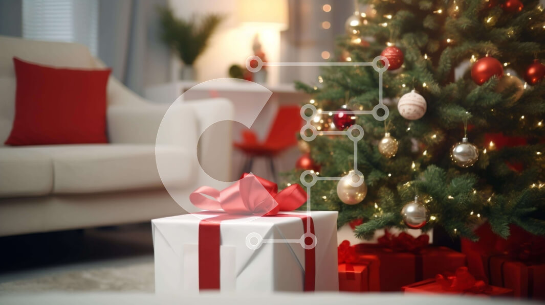 Intra Συλλεκτικό Ξύλινο Παζλ Plywood  4mm - Χριστουγεννιάτικο δέντρο με κόκκινο και λευκό δώρο Σε Ξύλινο Κουτί - Διαστάσεις: 10x10 cm – 25 κομμάτια