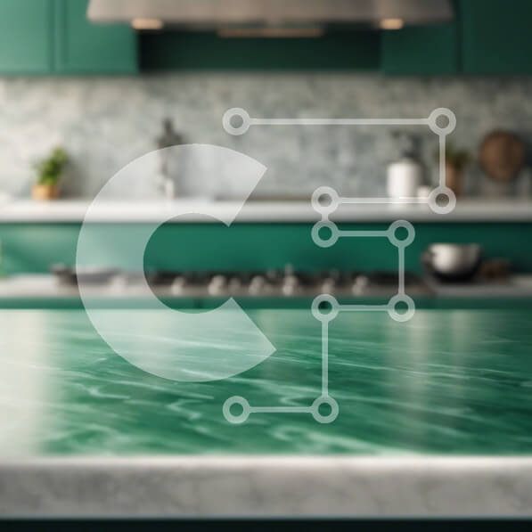 Intra Συλλεκτικό Ξύλινο Παζλ Plywood  4mm - Πράσινος μαρμάρινος πάγκος σε κουζίνα Σε Ξύλινο Κουτί - Διαστάσεις Puzzle: 10x10 cm – 25 κομμάτια