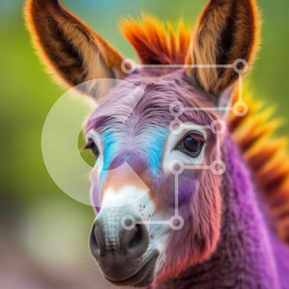 Intra Συλλεκτικό Ξύλινο Παζλ Plywood  4mm - Πολύχρωμος γάιδαρος με χαίτη και ουρά ουράνιου τόξου Σε Ξύλινο Κουτί - Διαστάσεις: 10x10 cm – 25 κομμάτια