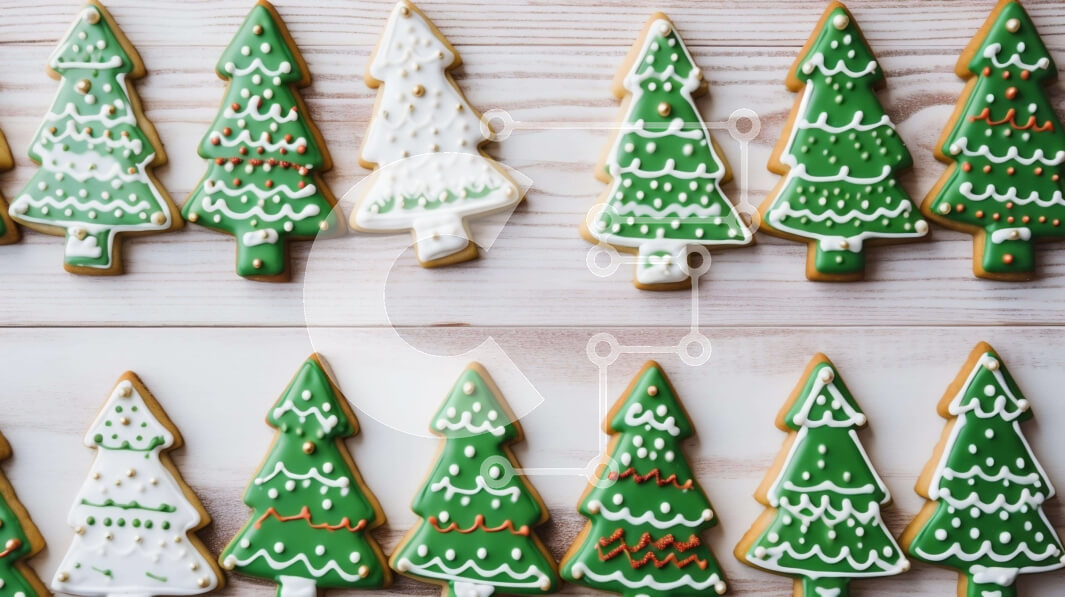 Intra Συλλεκτικό Ξύλινο Παζλ Plywood  4mm - Μπισκότα σε σχήμα χριστουγεννιάτικου δέντρου σε ξύλινη επιφάνεια Σε Ξύλινο Κουτί - Διαστάσεις: 10x10 cm – 25 κομμάτια