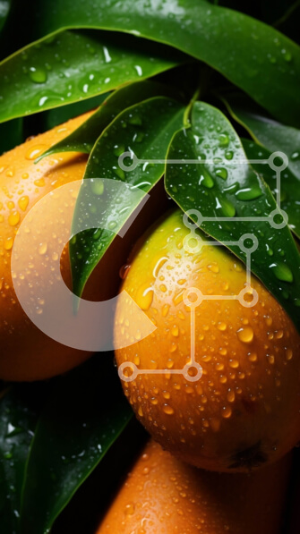 Σετ των 2 Intra Συλλεκτικό Ξύλινο Παζλ Plywood  4mm - Ώριμα πορτοκάλια που κρέμονται από ένα δέντρο με σταγονίδια νερού Σε Ξύλινο Κουτί - Διαστάσεις: 10x10 cm – 25 κομμάτια