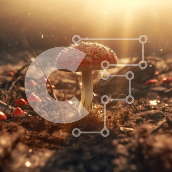 Intra Συλλεκτικό Ξύλινο Παζλ Plywood  4mm - Όμορφη εικόνα ενός κόκκινου μανιταριού σε ένα ηλιόλουστο δάσος Σε Ξύλινο Κουτί - Διαστάσεις: 10x10 cm – 25 κομμάτια