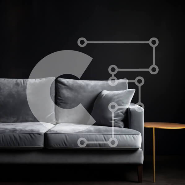 Intra Συλλεκτικό Ξύλινο Παζλ Plywood  4mm - Άνετος γκρι καναπές σε εσωτερικό με χαμηλό φωτισμό Σε Ξύλινο Κουτί - Διαστάσεις Puzzle: 10x10 cm – 25 κομμάτια