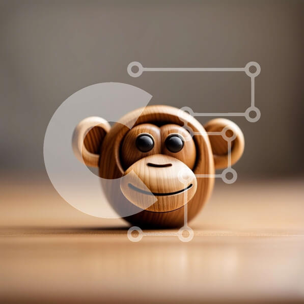 Intra Συλλεκτικό Ξύλινο Παζλ Plywood  4mm - Ξύλινο ειδώλιο μαϊμού στο τραπέζι - φωτογραφία αρχείου Σε Ξύλινο Κουτί - Διαστάσεις: 10x10 cm – 25 κομμάτια