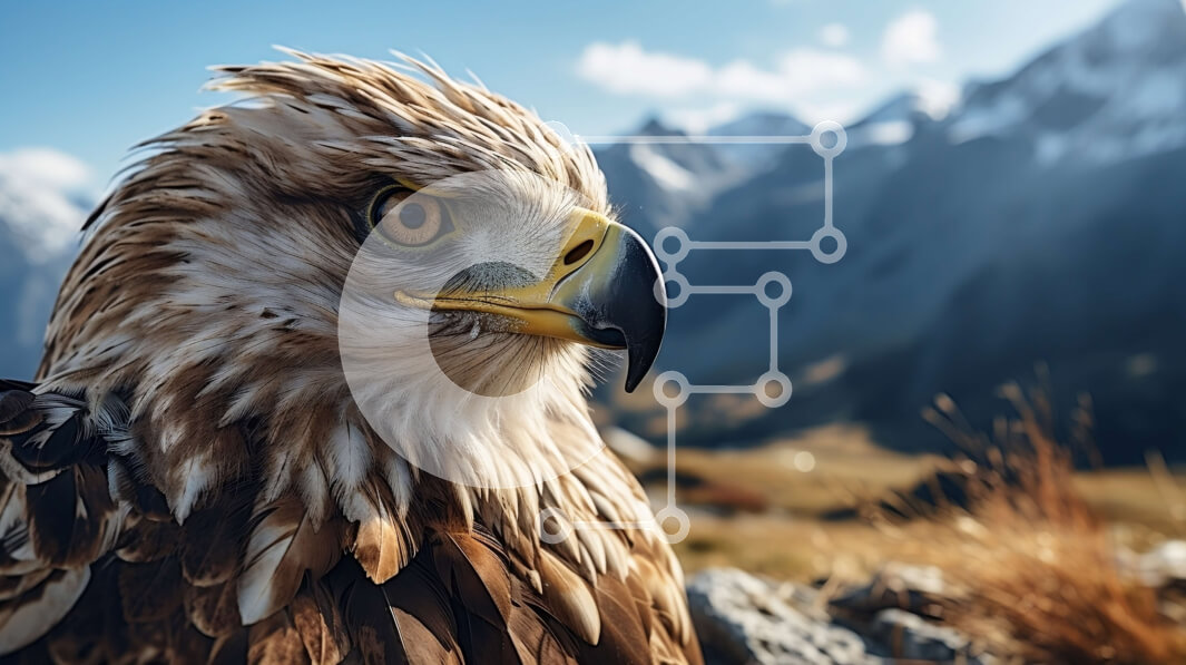 Σετ των 2 Intra Συλλεκτικό Ξύλινο Παζλ Plywood  4mm - Majestic Brown Eagle με ανοιχτά φτερά στο Rocky Outcropping Σε Ξύλινο Κουτί - Διαστάσεις: 10x10 cm – 25 κομμάτια