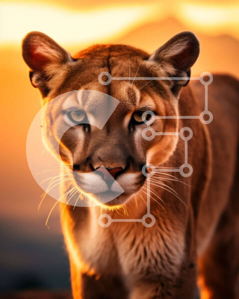 Σετ των 2 Intra Συλλεκτικό Ξύλινο Παζλ Plywood  4mm - Εκπληκτική εικόνα ενός βουνού λιονταριού στο ηλιοβασίλεμα Σε Ξύλινο Κουτί - Διαστάσεις: 10x10 cm – 25 κομμάτια