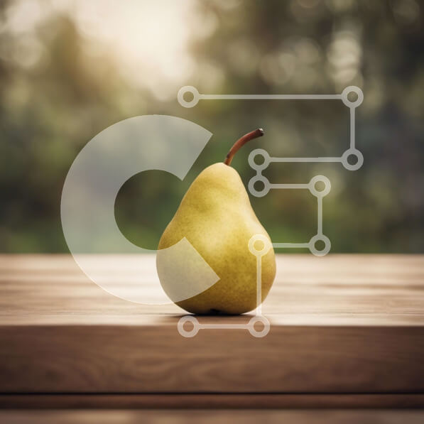 Σετ των 2 Intra Συλλεκτικό Ξύλινο Παζλ Plywood  4mm - Ώριμο κίτρινο αχλάδι σε ξύλινο τραπέζι Σε Ξύλινο Κουτί - Διαστάσεις: 10x10 cm – 25 κομμάτια