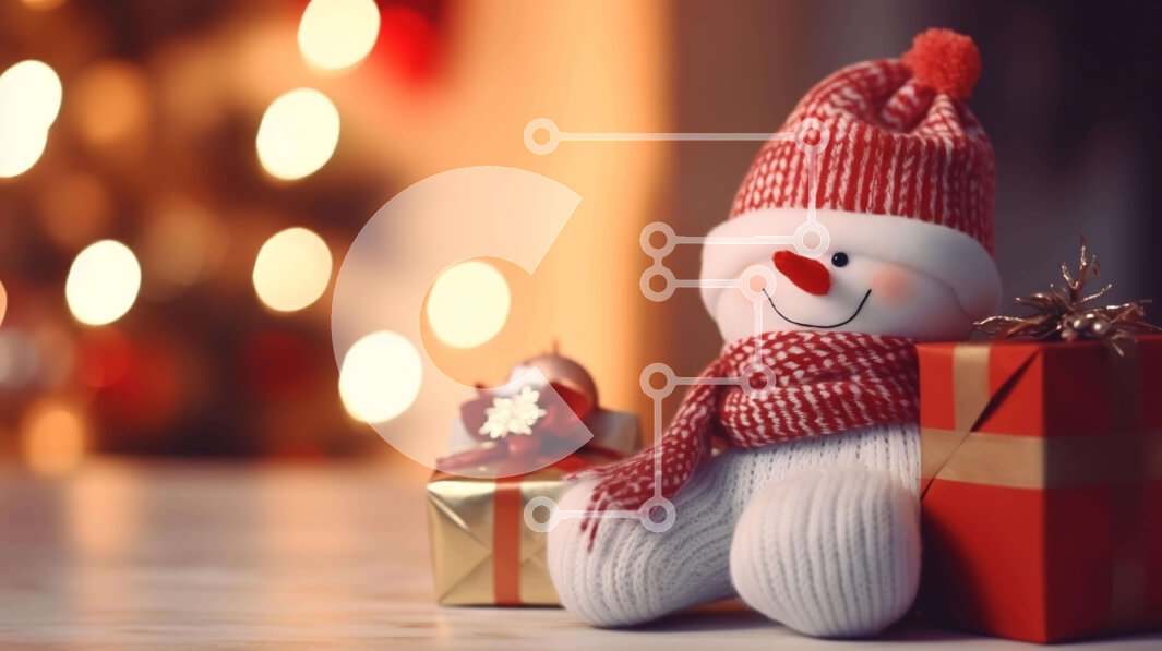 Intra Συλλεκτικό Ξύλινο Παζλ Plywood  4mm - Χιονάνθρωπος και δώρα με φόντο το χριστουγεννιάτικο δέντρο Σε Ξύλινο Κουτί - Διαστάσεις: 10x10 cm – 25 κομμάτια