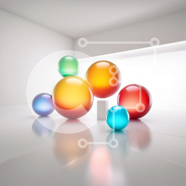 Intra Συλλεκτικό Ξύλινο Παζλ Plywood  4mm - Ζωντανές γυάλινες σφαίρες σε ένα μινιμαλιστικό λευκό δωμάτιο Σε Ξύλινο Κουτί - Διαστάσεις Puzzle: 10x10 cm – 25 κομμάτια