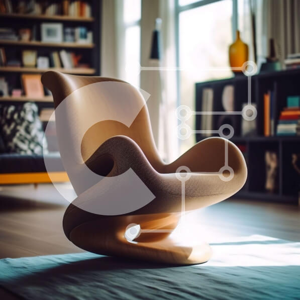 Intra Συλλεκτικό Ξύλινο Παζλ Plywood  4mm - Μοντέρνο και μινιμαλιστικό σχέδιο σαλονιού με δερμάτινη καρέκλα Σε Ξύλινο Κουτί - Διαστάσεις Puzzle: 10x10 cm – 25 κομμάτια