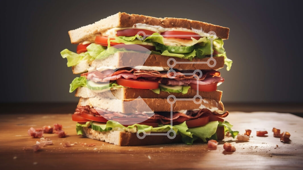 Σετ των 2 Intra Συλλεκτικό Ξύλινο Παζλ Plywood  4mm - Νόστιμα σάντουιτς σε ένα ξύλινο τραπέζι Σε Ξύλινο Κουτί - Διαστάσεις: 10x10 cm – 25 κομμάτια