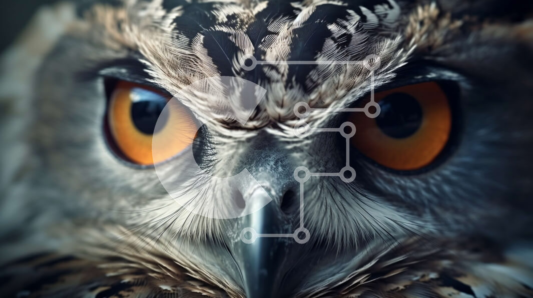 Σετ των 2 Intra Συλλεκτικό Ξύλινο Παζλ Plywood  4mm - Εκπληκτικό κοντινό πλάνο του προσώπου μιας κουκουβάγιας με πορτοκαλί μάτια και αιχμηρά νύχια Σε Ξύλινο Κουτί - Διαστάσεις: 10x10 cm – 25 κομμάτια