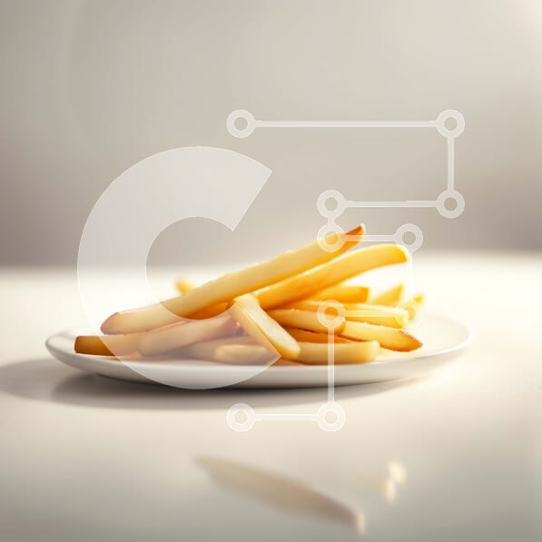 Σετ των 2 Intra Συλλεκτικό Ξύλινο Παζλ Plywood  4mm - Νόστιμο πιάτο τηγανιτές πατάτες σε λευκό τραπεζομάντιλο Σε Ξύλινο Κουτί - Διαστάσεις: 10x10 cm – 25 κομμάτια