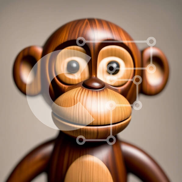 Intra Συλλεκτικό Ξύλινο Παζλ Plywood  4mm - Σοβαρό ξύλινο ειδώλιο μαϊμού με κλειστά μάτια Σε Ξύλινο Κουτί - Διαστάσεις: 10x10 cm – 25 κομμάτια