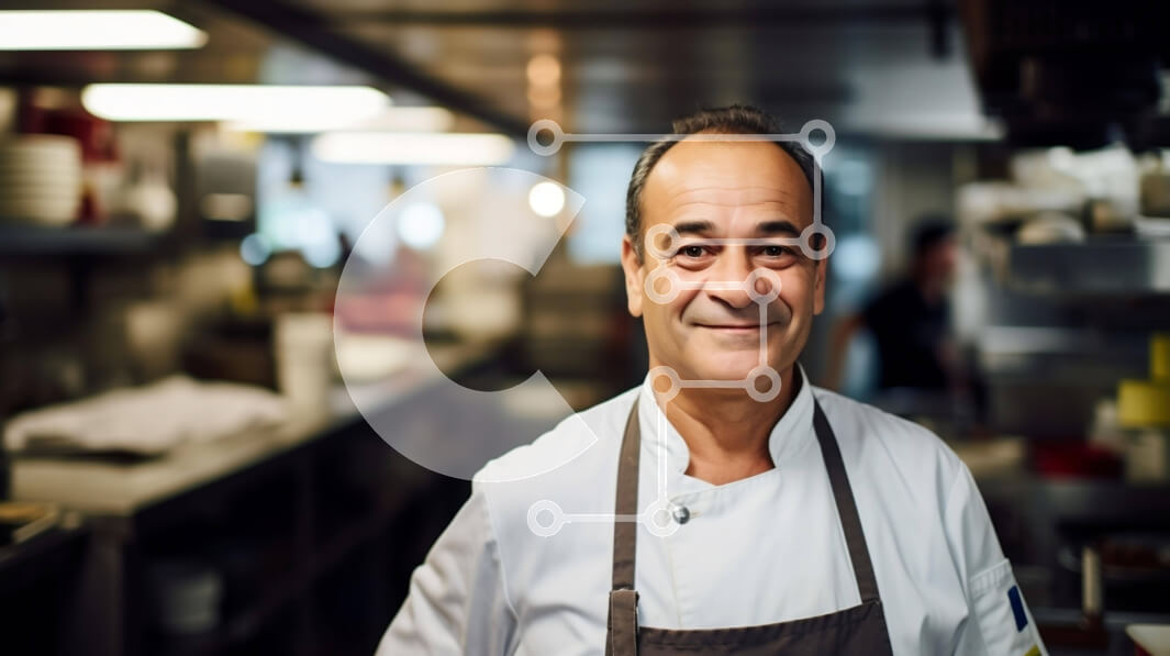 Intra Συλλεκτικό Ξύλινο Παζλ Plywood  4mm - Χαμογελαστός σεφ σε μια κουζίνα βιομηχανικού στυλ Σε Ξύλινο Κουτί - Διαστάσεις Puzzle: 10x10 cm – 25 κομμάτια