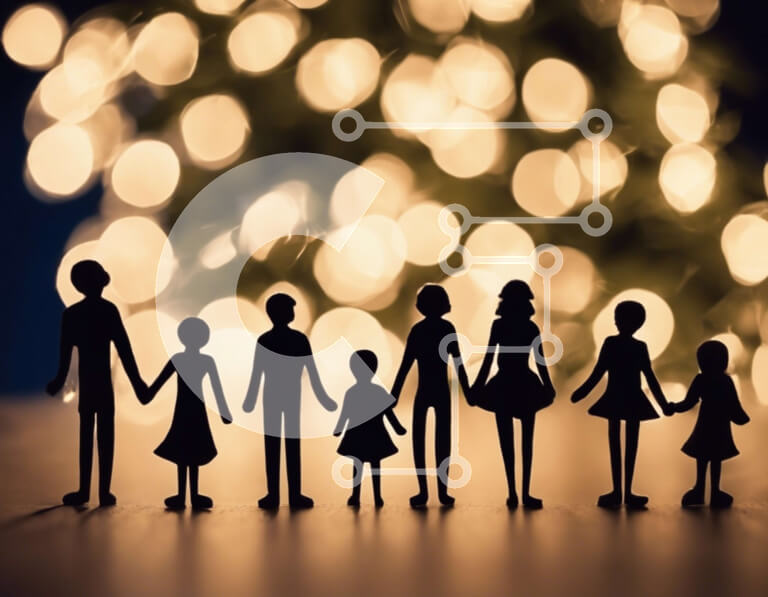 Intra Συλλεκτικό Ξύλινο Παζλ Plywood  4mm - Οικογενειακή γιορτή σιλουέτα Σε Ξύλινο Κουτί - Διαστάσεις Puzzle: 10x10 cm – 25 κομμάτια