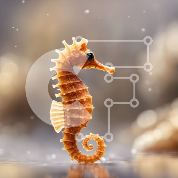 Intra Συλλεκτικό Ξύλινο Παζλ Plywood  4mm - Μικρός ιππόκαμπος που κολυμπά στο νερό Σε Ξύλινο Κουτί - Διαστάσεις: 10x10 cm – 25 κομμάτια