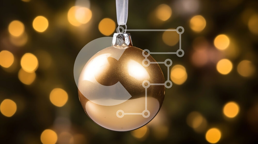 Intra Συλλεκτικό Ξύλινο Παζλ Plywood  4mm - Εορταστική χρυσή μπάλα στολίδι που κρέμεται από το χριστουγεννιάτικο δέντρο Σε Ξύλινο Κουτί - Διαστάσεις: 10x10 cm – 25 κομμάτια