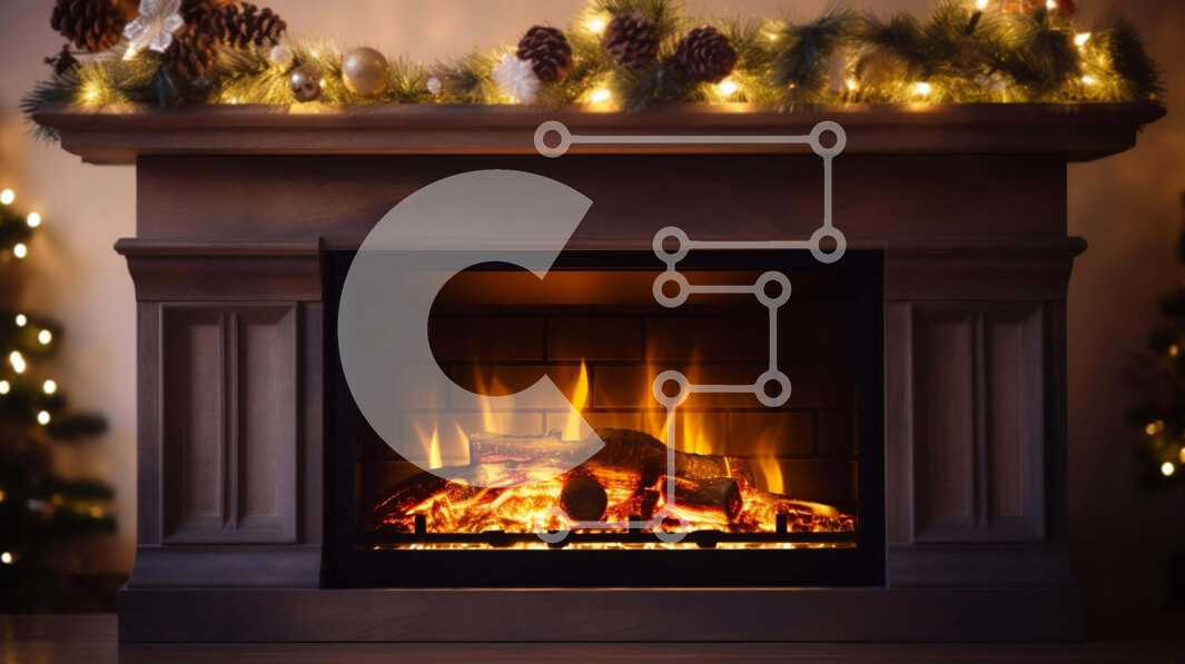 Intra Συλλεκτικό Ξύλινο Παζλ Plywood  4mm - Τζάκι με κουκουνάρια και χριστουγεννιάτικα φωτάκια Σε Ξύλινο Κουτί - Διαστάσεις: 10x10 cm – 25 κομμάτια