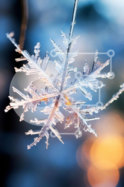 Σετ των 2 Intra Συλλεκτικό Ξύλινο Παζλ Plywood  4mm - Λεπτή νιφάδα χιονιού που κρέμεται από το κλαδί το χειμώνα Σε Ξύλινο Κουτί - Διαστάσεις: 10x10 cm – 25 κομμάτια