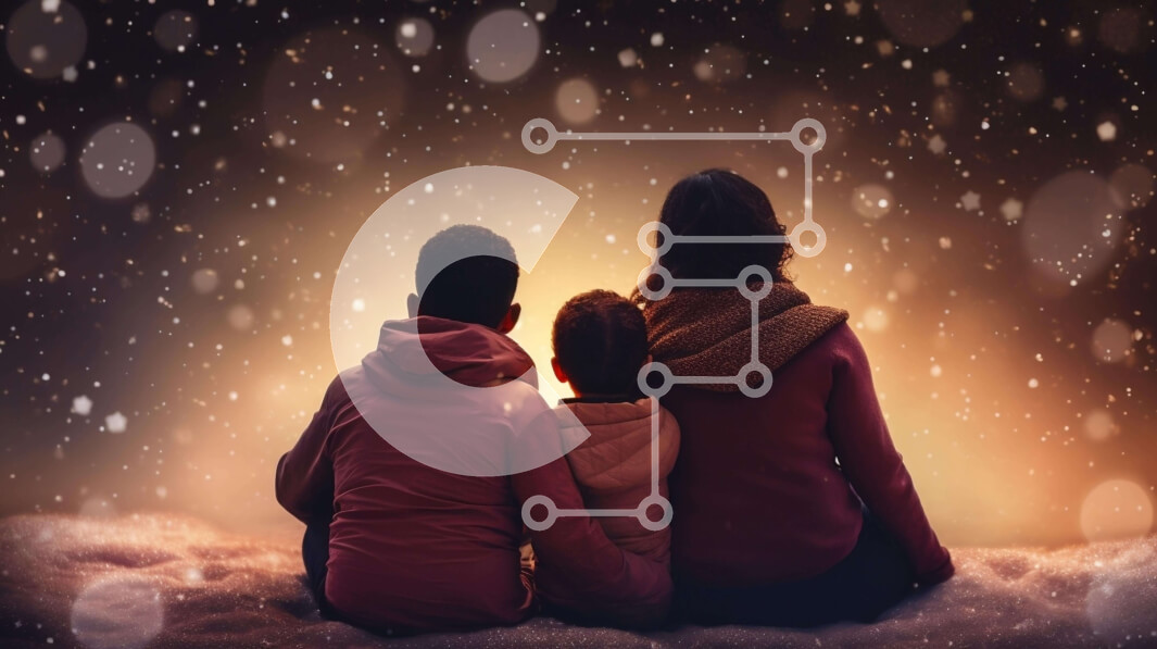 Intra Συλλεκτικό Ξύλινο Παζλ Plywood  4mm - Οικογένεια που απολαμβάνει τα φώτα των διακοπών και τις νιφάδες χιονιού Σε Ξύλινο Κουτί - Διαστάσεις: 10x10 cm – 25 κομμάτια