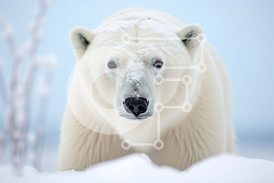 Σετ των 2 Intra Συλλεκτικό Ξύλινο Παζλ Plywood  4mm - Σαγηνευτική εικόνα μιας πολικής αρκούδας στο χιόνι Σε Ξύλινο Κουτί - Διαστάσεις: 10x10 cm – 25 κομμάτια