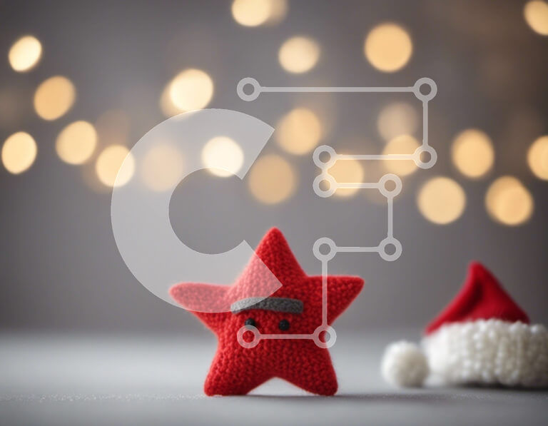 Intra Συλλεκτικό Ξύλινο Παζλ Plywood  4mm - Πλεκτά αστέρια και νιφάδες χιονιού με καπέλο Άγιου Βασίλη Σε Ξύλινο Κουτί - Διαστάσεις: 10x10 cm – 25 κομμάτια