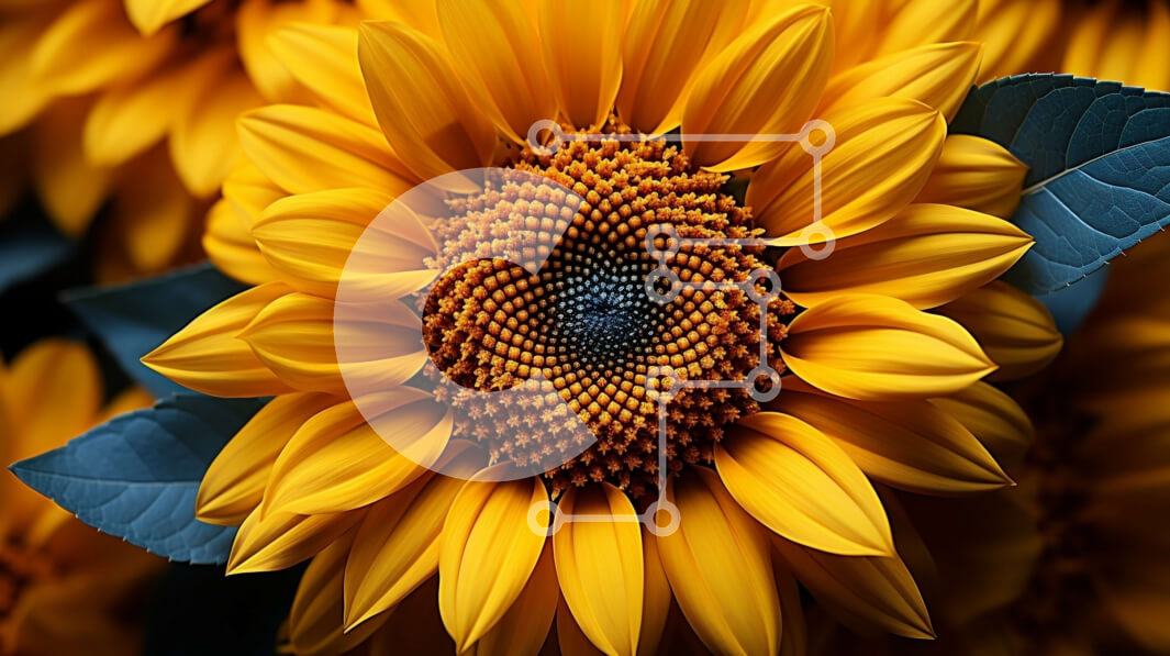 Intra Συλλεκτικό Ξύλινο Παζλ Plywood  4mm - Ζωντανή κινηματογράφηση σε πρώτο πλάνο ενός ηλίανθου με σκούρο καφέ κέντρο Σε Ξύλινο Κουτί - Διαστάσεις: 10x10 cm – 25 κομμάτια