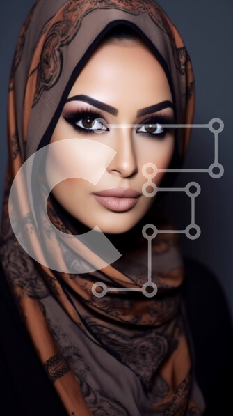 Intra Συλλεκτικό Ξύλινο Παζλ Plywood  4mm - Πορτρέτο μιας γυναίκας με μαύρο και καφέ χιτζάμπ Σε Ξύλινο Κουτί - Διαστάσεις Puzzle: 10x10 cm – 25 κομμάτια