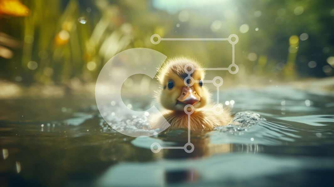 Intra Συλλεκτικό Ξύλινο Παζλ Plywood  4mm - Χαρούμενη πάπια που κολυμπά σε καθαρά νερά Σε Ξύλινο Κουτί - Διαστάσεις: 10x10 cm – 25 κομμάτια