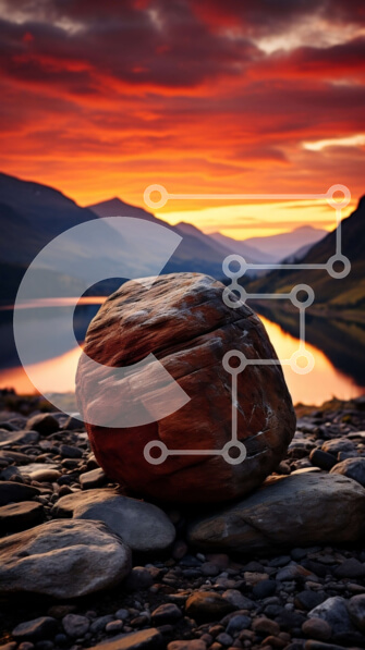 Σετ των 2 Intra Συλλεκτικό Ξύλινο Παζλ Plywood  4mm - Εκπληκτική εικόνα ενός κόκκινου βράχου στο ηλιοβασίλεμα δίπλα στη λίμνη Σε Ξύλινο Κουτί - Διαστάσεις: 10x10 cm – 25 κομμάτια