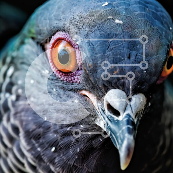 Intra Συλλεκτικό Ξύλινο Παζλ Plywood  4mm - Συναρπαστική φωτογραφία από κοντινό πλάνο ενός κεφαλιού περιστεριού με κόκκινα μάτια Σε Ξύλινο Κουτί - Διαστάσεις: 10x10 cm – 25 κομμάτια