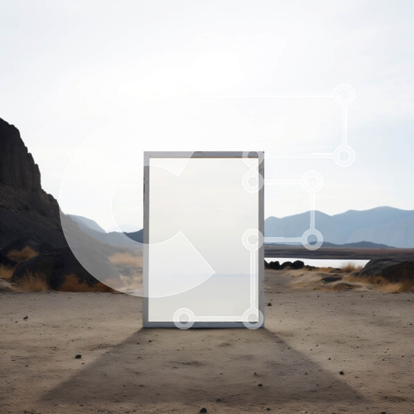 Intra Συλλεκτικό Ξύλινο Παζλ Plywood  4mm - Λευκό πλαίσιο στην έρημο με φόντο το βουνό Σε Ξύλινο Κουτί - Διαστάσεις: 10x10 cm – 25 κομμάτια