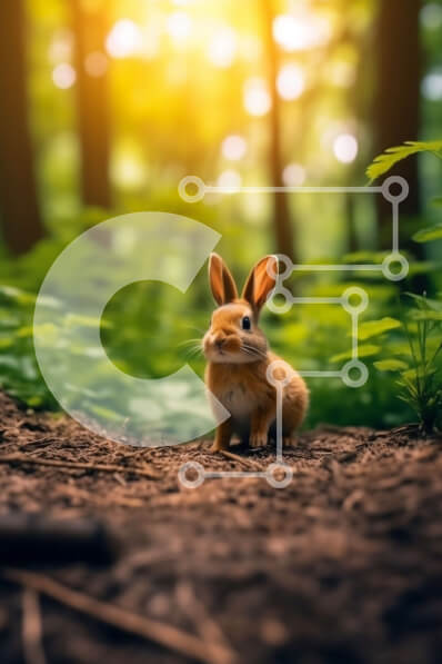 Σετ των 2 Intra Συλλεκτικό Ξύλινο Παζλ Plywood  4mm - Όμορφη εικόνα ενός καφέ κουνελιού σε ένα ξέφωτο δασών Σε Ξύλινο Κουτί - Διαστάσεις: 10x10 cm – 25 κομμάτια