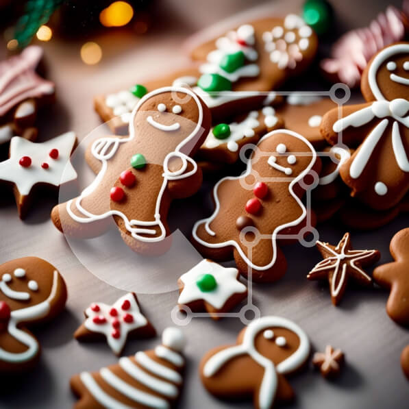 Σετ των 2 Intra Συλλεκτικό Ξύλινο Παζλ Plywood  4mm - Δελεαστική εικόνα με μπισκότα μελόψωμο με γλάσο και ζαχαρωτά Σε Ξύλινο Κουτί - Διαστάσεις: 10x10 cm – 25 κομμάτια