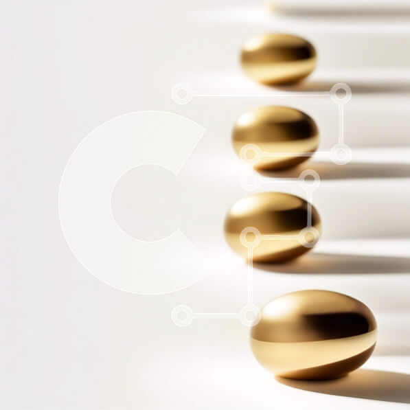 Intra Συλλεκτικό Ξύλινο Παζλ Plywood  4mm - Εκπληκτική εικόνα μιας σειράς χρυσών αυγών σε λευκό φόντο Σε Ξύλινο Κουτί - Διαστάσεις: 10x10 cm – 25 κομμάτια