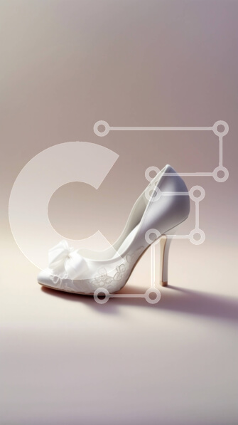 Intra Συλλεκτικό Ξύλινο Παζλ Plywood  4mm - Κομψό λευκό ψηλοτάκουνο παπούτσι με λεπτομέρεια φιόγκου Σε Ξύλινο Κουτί - Διαστάσεις Puzzle: 10x10 cm – 25 κομμάτια