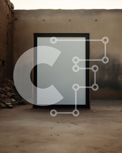 Intra Συλλεκτικό Ξύλινο Παζλ Plywood  4mm - Κενός καμβάς που κρέμεται σε έναν τοίχο μπροστά από τα ερείπια Σε Ξύλινο Κουτί - Διαστάσεις Puzzle: 10x10 cm – 25 κομμάτια