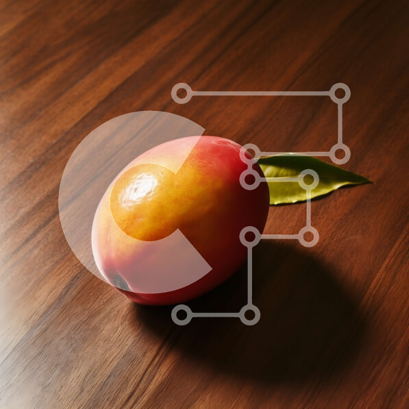 Σετ των 2 Intra Συλλεκτικό Ξύλινο Παζλ Plywood  4mm - Ώριμο μάνγκο σε ένα όμορφο ξύλινο τραπέζι Σε Ξύλινο Κουτί - Διαστάσεις: 10x10 cm – 25 κομμάτια