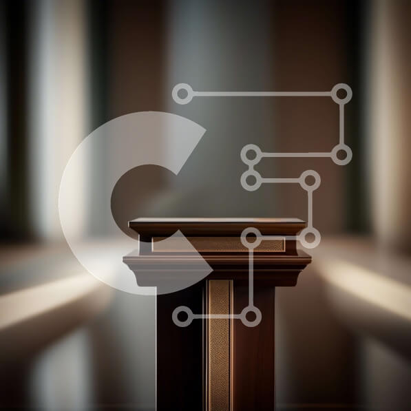 Intra Συλλεκτικό Ξύλινο Παζλ Plywood  4mm - Επαγγελματική εικόνα ενός ξύλινου βάθρου και ενός μικροφώνου σε μια αίθουσα δικαστηρίου Σε Ξύλινο Κουτί - Διαστάσεις Puzzle: 10x10 cm – 25 κομμάτια