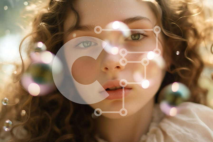 Intra Συλλεκτικό Ξύλινο Παζλ Plywood  4mm - Όμορφη εικόνα μιας νεαρής γυναίκας σε ένα χωράφι με φυσαλίδες Σε Ξύλινο Κουτί - Διαστάσεις Puzzle: 10x10 cm – 25 κομμάτια