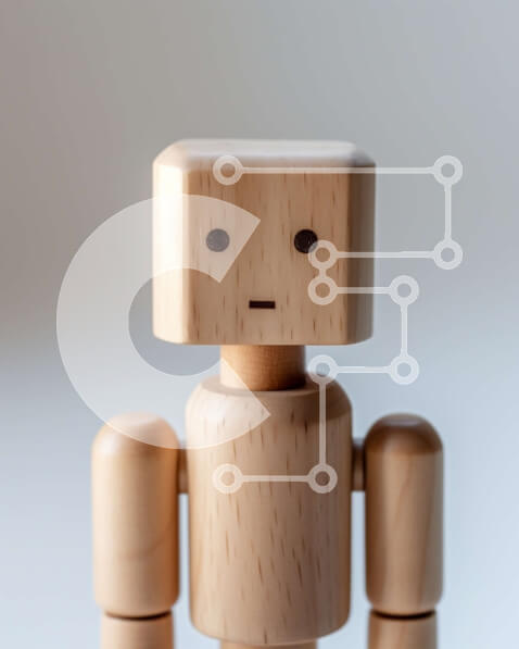 Intra Συλλεκτικό Ξύλινο Παζλ Plywood  4mm - Αξιολάτρευτο ξύλινο ρομπότ παιχνιδιών με ουδέτερη έκφραση Σε Ξύλινο Κουτί - Διαστάσεις: 10x10 cm – 25 κομμάτια