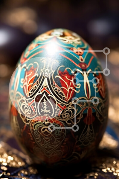 Intra Συλλεκτικό Ξύλινο Παζλ Plywood  4mm - Όμορφο Πασχαλινό αυγό με περίπλοκα λουλουδάτα μοτίβα σε μπλε φόντο Σε Ξύλινο Κουτί - Διαστάσεις: 10x10 cm – 25 κομμάτια