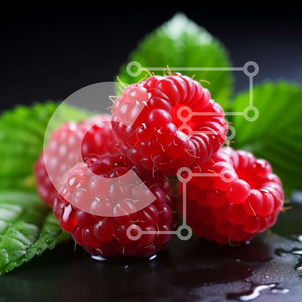 Σετ των 2 Intra Συλλεκτικό Ξύλινο Παζλ Plywood  4mm - Ζουμερά κόκκινα σμέουρα σε μαύρη επιφάνεια Σε Ξύλινο Κουτί - Διαστάσεις: 10x10 cm – 25 κομμάτια