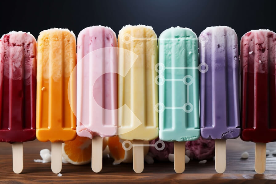 Σετ των 2 Intra Συλλεκτικό Ξύλινο Παζλ Plywood  4mm - Ζωντανή εικόνα με πολύχρωμα Popsicles σε ξύλινο φόντο Σε Ξύλινο Κουτί - Διαστάσεις: 10x10 cm – 25 κομμάτια