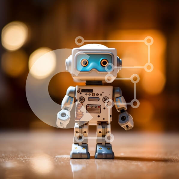 Intra Συλλεκτικό Ξύλινο Παζλ Plywood  4mm - Αξιολάτρευτη εικόνα ενός μικρού ρομπότ με μπλε μάτια Σε Ξύλινο Κουτί - Διαστάσεις Puzzle: 10x10 cm – 25 κομμάτια