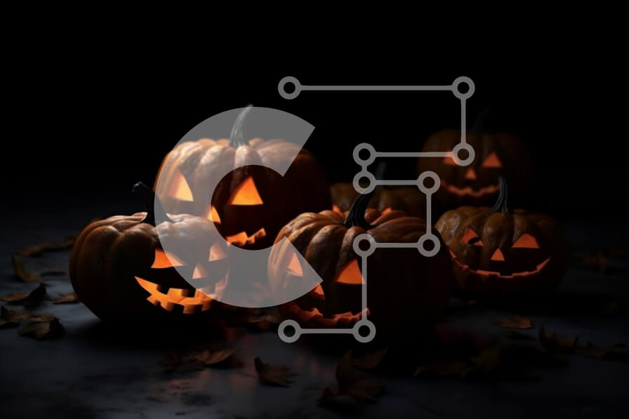 Intra Συλλεκτικό Ξύλινο Παζλ Plywood  4mm - Απόκοσμες κολοκύθες αποκριών με λαμπερά μάτια | Φωτογραφία Αρχείου Σε Ξύλινο Κουτί - Διαστάσεις: 10x10 cm – 25 κομμάτια