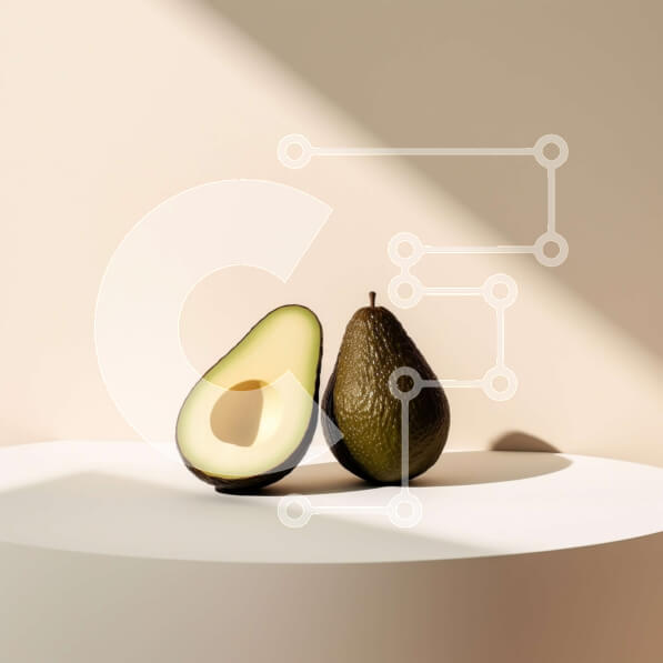 Σετ των 2 Intra Συλλεκτικό Ξύλινο Παζλ Plywood  4mm - Αβοκάντο μισά σε λευκή επιφάνεια Σε Ξύλινο Κουτί - Διαστάσεις: 10x10 cm – 25 κομμάτια