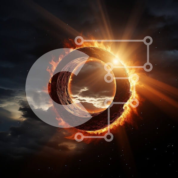 Intra Συλλεκτικό Ξύλινο Παζλ Plywood  4mm - Εκπληκτική εικόνα ενός δακτυλίου της φωτιάς στον ουρανό με τον ήλιο πίσω από αυτό Σε Ξύλινο Κουτί - Διαστάσεις: 10x10 cm – 25 κομμάτια